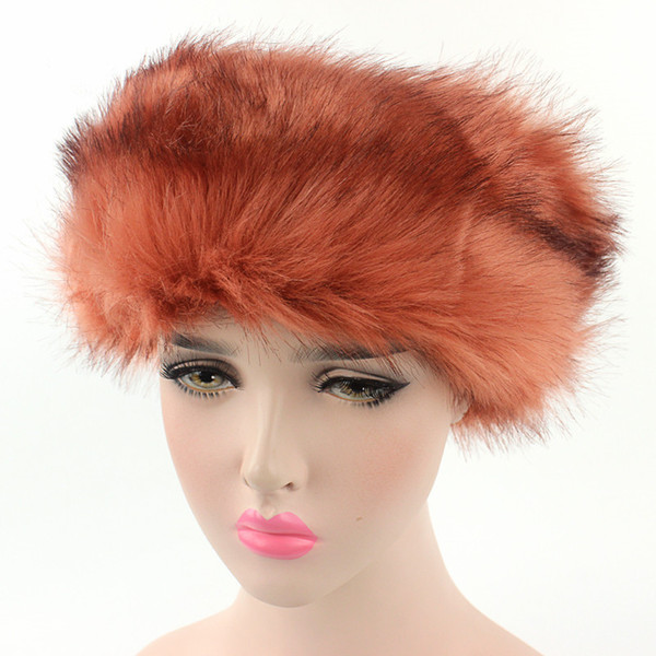 Fashion Lady Faux Fox Fur Cossack Style Russian Women Winter Hats Warm Cap