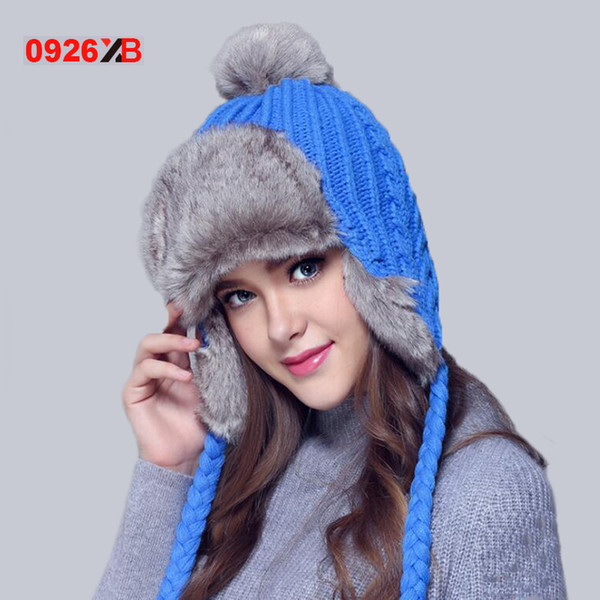 0926XB Winter Hat Bomber Hats For Men Women Thicken Balaclava Cotton Fur Winter Earflap Keep Warm Cap Russian Skull Mask XB-B704