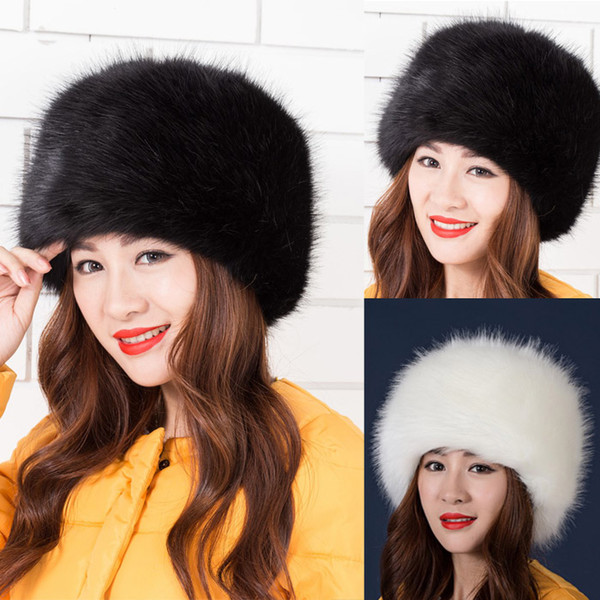 Fashion Faux Fox Fur Winter Warm Lady Women Soft Ski Hat Cossack Cap