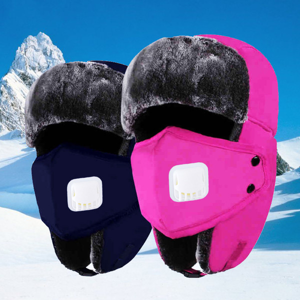 Winter Warm Earflap Bomber Hats Men Women Trapper Thermal Fur Hat Trooper Earflap Snow Ski Hat Cap with Fack Mask