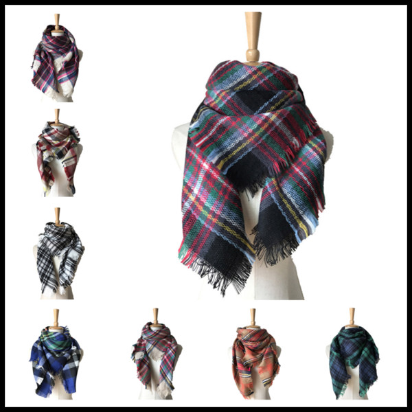 Cute 16 Colors Kids Plaid Blanket Scarves Tartan Tassels Scarf Winter Warm Neckerchief Autumn Winter Baby Girls Boys Shawl