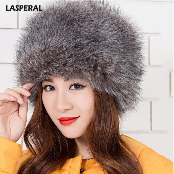 LASPERAL Winter Women Lady Faux Fox Fur Cossack Style Russian Winter Hats Warm Cap Dropshipping 2018 New Arrive