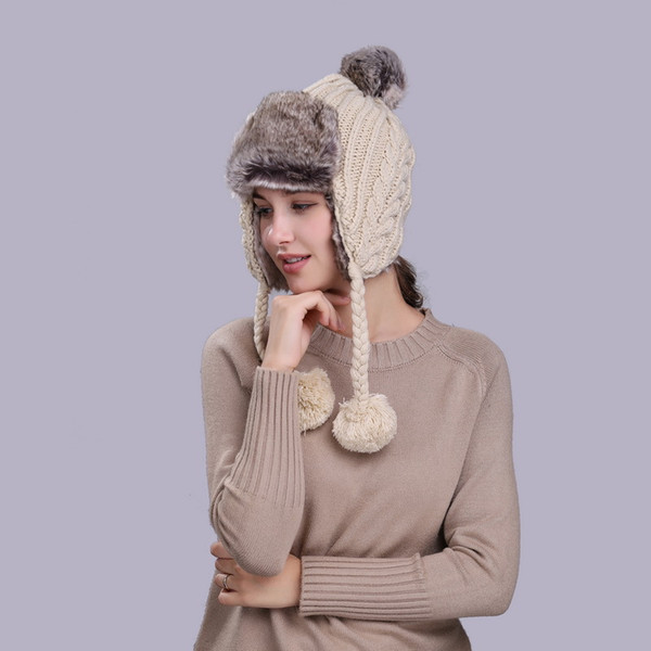 Joymay Brand Winter Bomber Hats For Women Thicken Balaclava Cotton Fur Earflap Keep Warm Caps Russian Skull Mask Hat Wholesale W235
