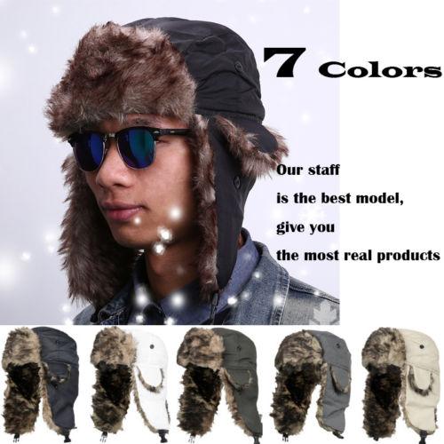 Inter Warm Earflap Bomber Hats Caps Scarf Men Women Russian Trapper Hat Trooper Earflap Snow Ski Hat Cap