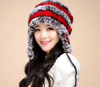 European and American new rex rabbit fur hat, fashionable fur lady's ear cap warm winter hat lei feng hat