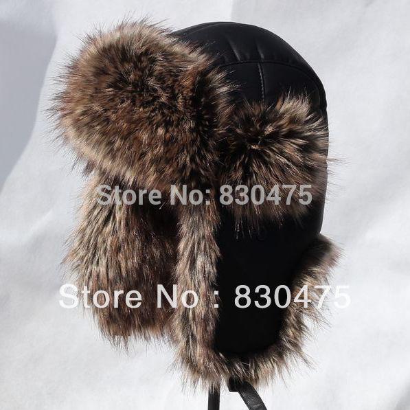 High quality thickening PU leather bomber hats thermal ear hat winter skiing hats