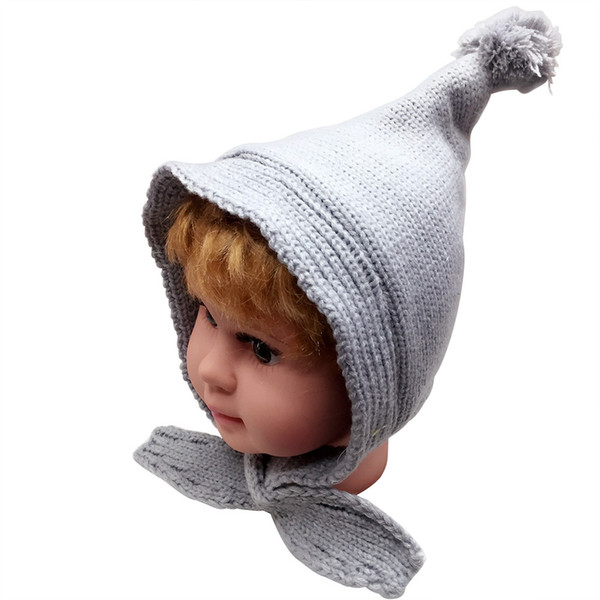 Winter Knitted Bomber Hats For Kids Children Tassel Pompom Ball Trapper Cap Baby Warm Fleece Earflap Beanies Hat