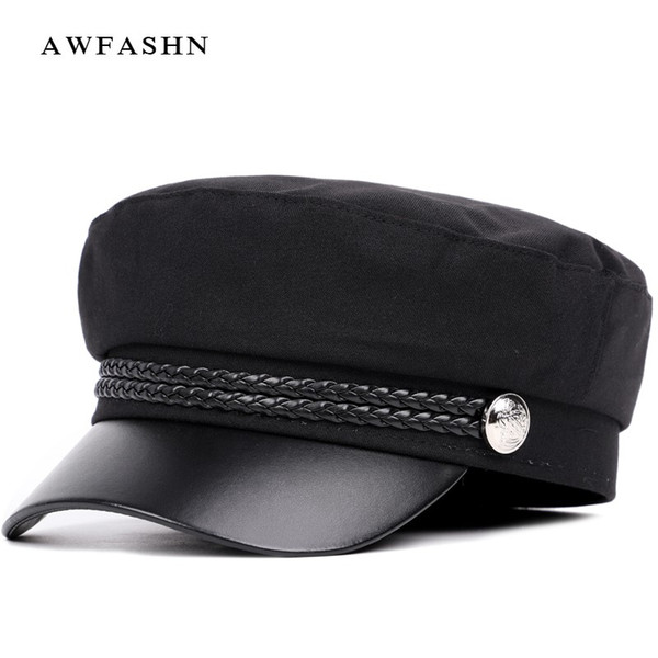 2018 New High Quality Casual Military Cap Man Woman Cotton Beret Flat Hats Captain Cap Trucker Vintage Black Sport Dad Bone Male