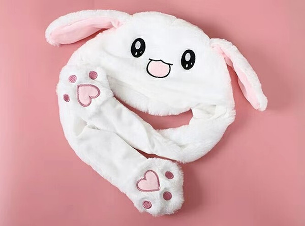 The moving hat rabbit ears will move the rabbit airbag hat net red shaking sound with the same paragraph plus velvet to keep warm