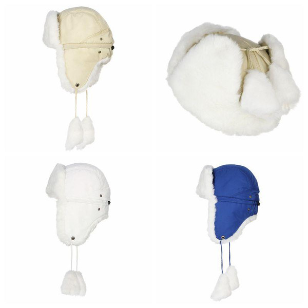 Winter Artificial Fur Hat For Women Thicken Plush Keep Warm Bomber Hat Snow Cap Princess