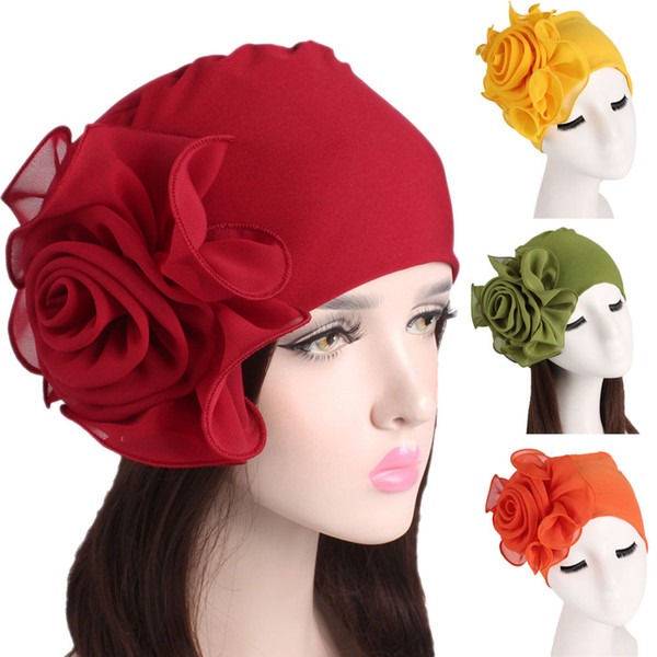 Big Flower Cute Solid Color womens hat Fashion Soft Thick Warm Windproof womens hat Gorro invierno mujer