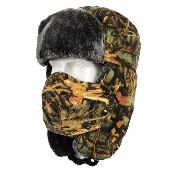 Camouflage Waterproof Bomber Hat Winter Men's Earflap Russian Ushanka Hats Women Warm Camouflage Warm Motorbike Trapper Hats