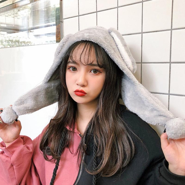Fashion Autumn Winter Fashion Women Outdoor Warm Fluffy Plush Rabbit Ears Bomber Earmuffs Hat Cap