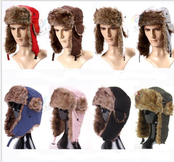 Men Warmer Warm Earflap Russian Trapper Bomber Hats Waterproof Cloth Winter Snow Ski Hat Women Winter Warm Fashion Cap Colorful High Quality
