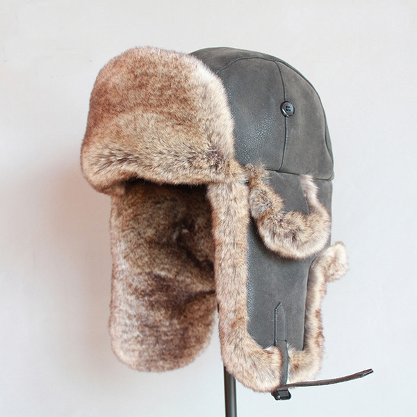 Mens\homme pu leather faux fur thick warm chapka russe hombre winter wind-proof cool-proof aviator caps\ushanka\gorro ruso for brother\lover