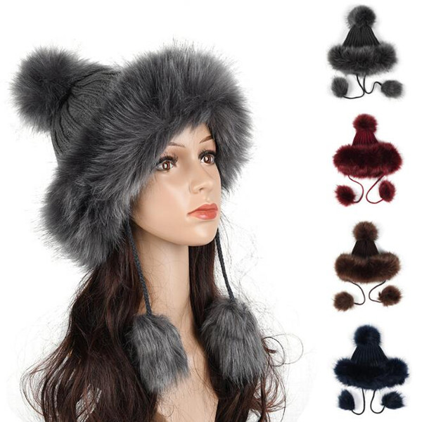 Women Hat Skullies Beanies Pompom 2018 Autumn Winter Christmas Fashion Casual Girls High Quality Solid Grey White Red Hats