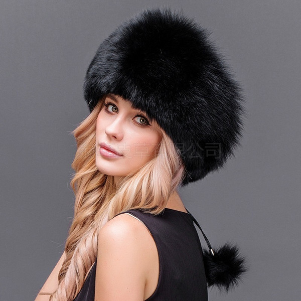New fox fur hat winter earmuffs thickening northeast ski cap Lei Feng hat female winter fur hat