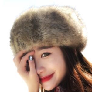 Women Hats Lady Russian Tick Fluffy Fox Fur Hat Headband Winter Earwarmer Ski Hat Female Hats For Autumn Winter Spring
