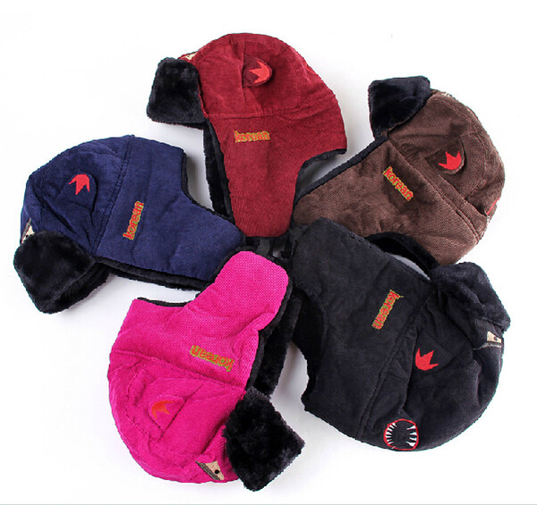 Winter Corduroy Outdoor Sport Cycling Cap thick Plush Faux Fur Ear warm Ski Hat