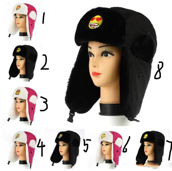 Emoji Trapper Hats QQ Expression Pattern Warm Ear Muffs Caps Women Men Lovers Winter Fashion Caps