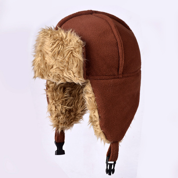 Fleece earmuffs fashion gray black brown Lei Feng hat windproof cold padded warm hat ski cap