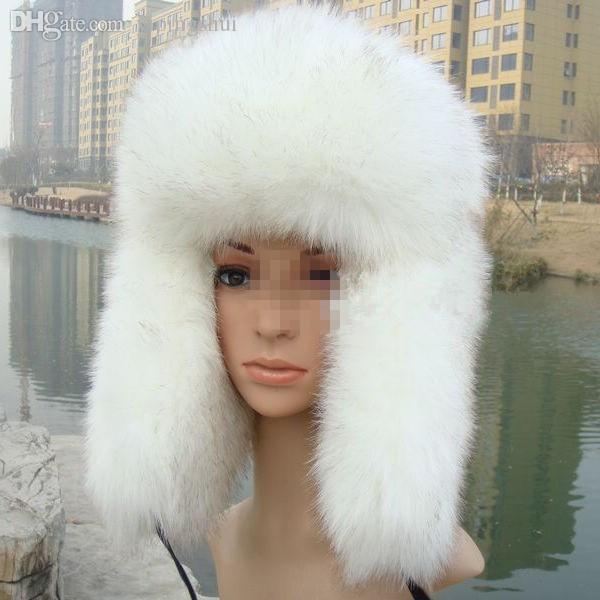 Wholesale-Fake fur fox fur hat Ushanka Russian / Cossack hat leather bomber whole fox fur earmuffs thick warm winter