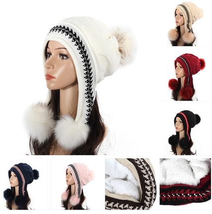 Winter Women Acrylic Wool Lei Feng Hat Warm Earmuffs Thickening Cute Cartoon Hat Knit Hat Winter