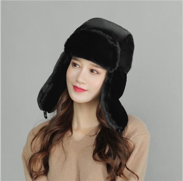 Female Autumn Winter Korean Edition Chao Cute Cycling Windbreak Northeast Warming and Thickening Winter Male Rabbit-like Full Hair Leifeng C