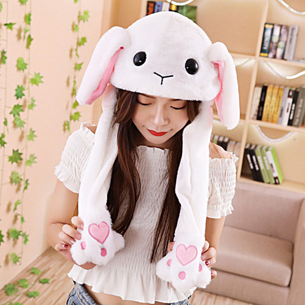 2018 Fashion Moving Hat Rabbit Ears Plush Sweet Cute Airbag Cap 9 Pattern Can Be Choose Women Kids Cap Toy Christmas Gift 7G0398