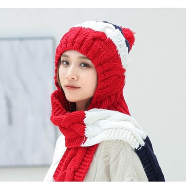 Autumn and winter fashion women han version of baita sweet and lovely thick warm ear protection scarf trend integrated knitting