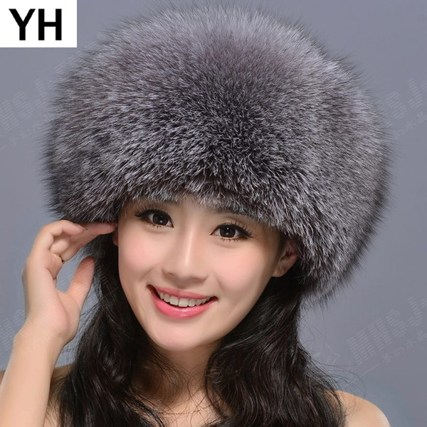 2018 Hot Natural Real Fox Fur Hat Winter Women 100% Real Fox Fur Cap Quality Russia Caps Bomber Hats