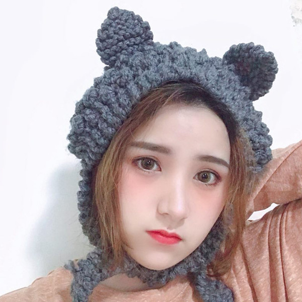 ROSASSY Cute Cat Style Women Warm Winter Knitted Bomber Hats for Ladies Girls Popular Winter Caps
