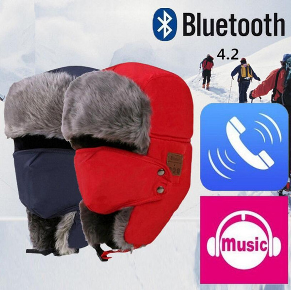 Bluetooth Trapper Hats 3 Colors Warm Wireless Smart Cap Headset Call Music Winter Earflap Hat Headset Headphone Speaker Beanies OOA5688