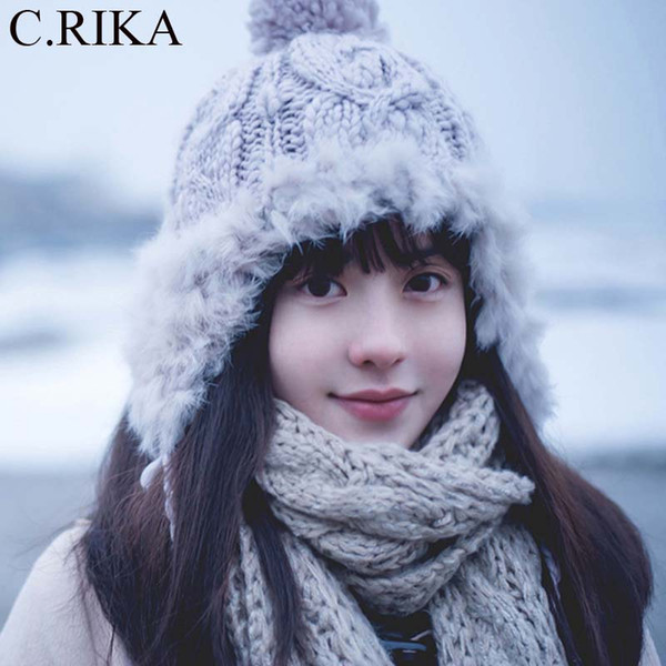 Ear Flaps Winter Bomber Hat Women Russian Ushanka Trapper Snow Skiing Caps Earflap Winter Rabbit Fur Bomber Hat