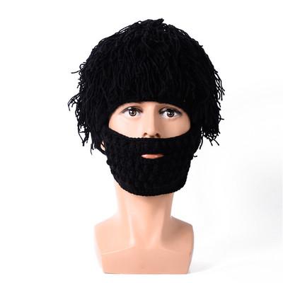 Wig Beard Hats Hobo Mad Scientist Caveman Handmade Knit Warm Winter Caps Men Women Halloween Gifts Funny Party Beanies