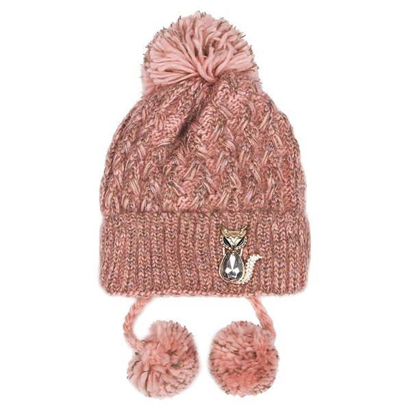 New Arrival Hat female winter han edition tide crystal adornment woollen hat is melting and lovely increase thick knitting joker