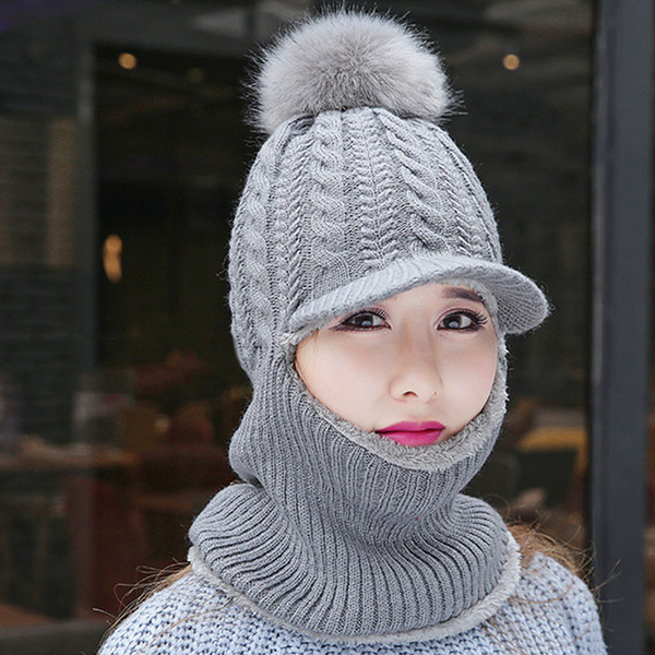 Women Winter Beanie Hat Face Mask Cap Earmuff Ski Windproof Thick Warm Winter Hat@88