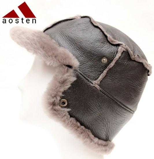 Sheepskin wool one winter warm hats unisex fashion Leather hats Trapper hats Monopoly boutique factory first hand prices