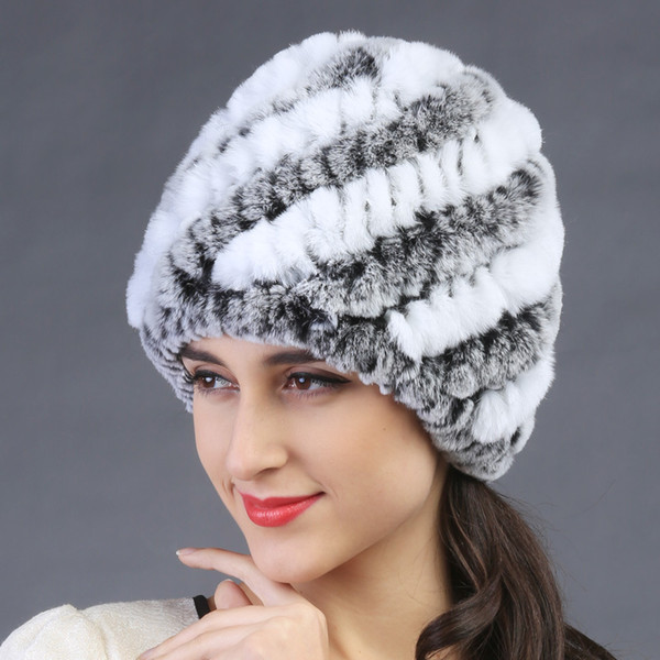 2015 autumn winter women New Real knitted rabbit fur hat thick wool lining winter hat cat ear lovely snow caps bomber hats