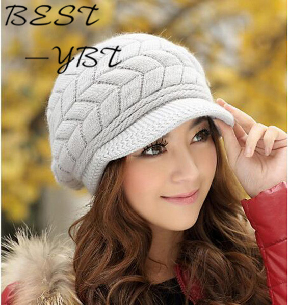 2017 New Female Korean Tidal Knit Wool Cap Plus Velvet High-quality Rabbit Hair Fashion Warm Hat Autumn and Winter Hat Ear Benn