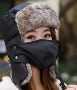 Hot newest style Women men fashion winter Thickening warm mask trapper hat cap