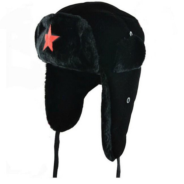 2014 new Men pentagram Lei Feng Winter Hat Aviator Outdoor Ear Flaps Bomber Cap Proof Trapper Russian Hat