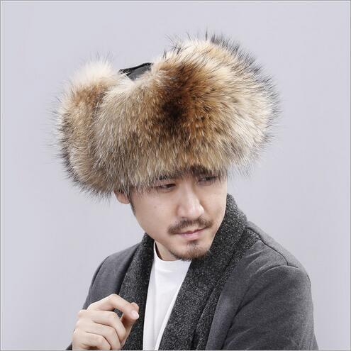 Fox fur hat winter thick warm earmuff winter men's fur hat