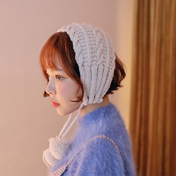Wool Earmuffs for Women Winter Thicken Keep Warm Ear Protection Ins Style Knitting Lace Earmuffs Twist Hat Q922