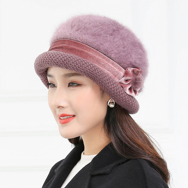 1pcs Womens knitting Beret hats Caps 2018 Winter Fashion knit stripe Splicing Keep warm Bomber Hats Ladies Lovely Ear guard