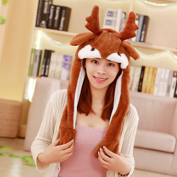 2018 Fashion Moving Hat Rabbit Ears Plush Sweet Cute Airbag Cap 9 Pattern Can Be Choose Women Kids Cap Toy Christmas Gift 7G0398