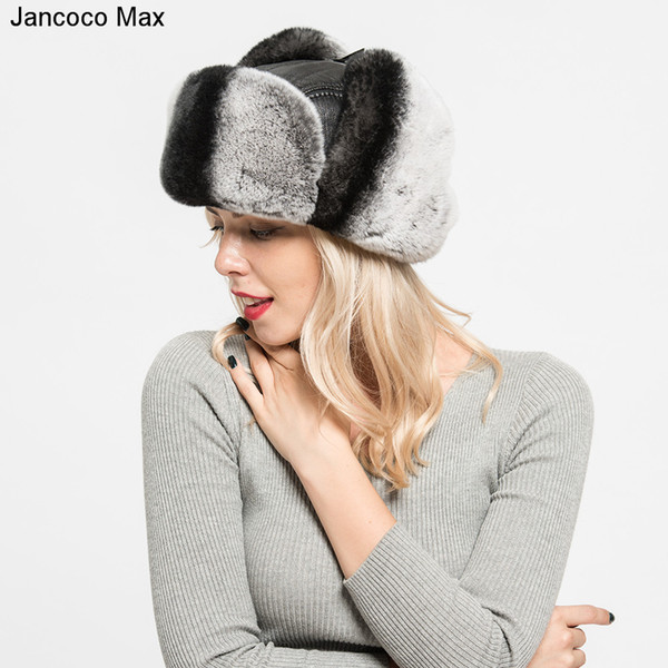 Women Real Rex Rabbit Fur Hats Genuine Sheepskin Leather Winter Keep Warm Fashion Fur Caps S7151