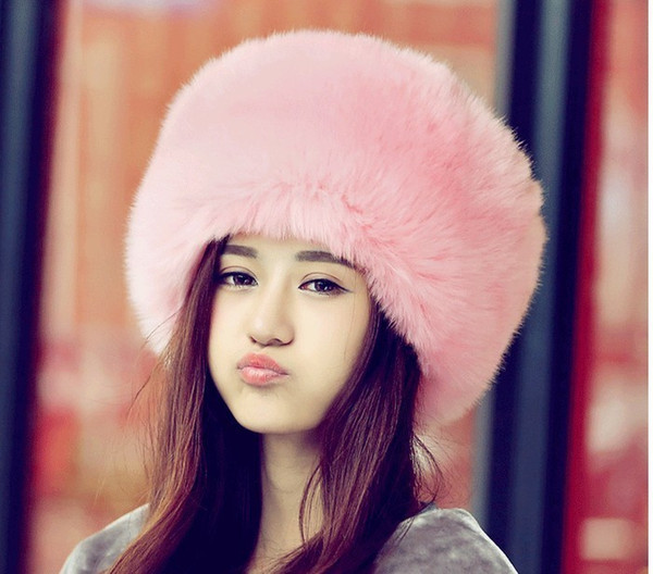 Russian Ushanka Caps Women's Rabbit Fur Hat For Winter Genuine Leather Fur Tapper Hat With Ear Protect Bomber Hats