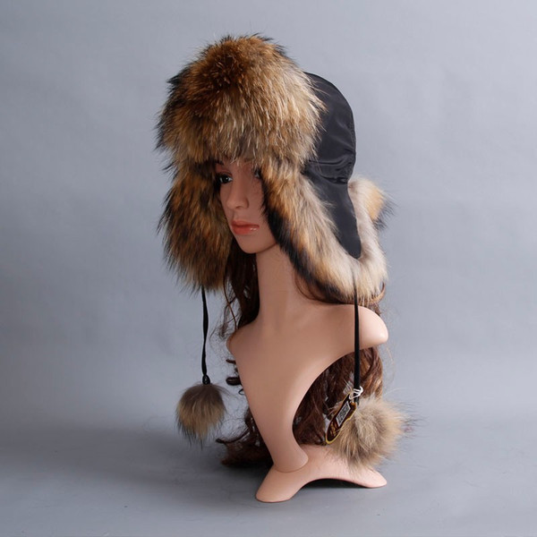 New Style Winter Genuine Real Fox Fur Hat 100% Natural Real Fox Fur Ears Cap Warm Soft Bomber Hats