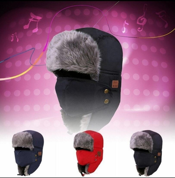 Bluetooth Trapper Hats 3 Colors Warm Wireless Smart Cap Headset Call Music Winter Earflap Hat Headset Headphone Speaker Beanies 100p OOA5688